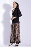 Shop_Studio Surbhi_Black Cotton, Silk Collared Jacket With Abstract Print Pant _Online_at_Aza_Fashions