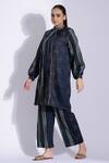 Shop Studio Surbhi Blue Cotton, Silk High Neck Abstract Print Kurta With Pant Online at Aza Fashions Shop_Studio Surbhi_Blue Cotton, Silk High Neck Abstract Print Kurta With Pant _Online_at_Aza_Fashions