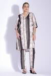 Buy Studio Surbhi Off White Cotton, Silk V-neck Abstract Block Print Kurta With Pant at Aza Fashions Buy_Studio Surbhi_Off White Cotton, Silk V-neck Abstract Block Print Kurta With Pant _at_Aza_Fashions