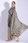 Buy_Studio Surbhi_Beige Georgette Satin Digital Printed Stripe Pant Saree With Blouse _Online_at_Aza_Fashions