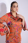 Shop_Studio Surbhi_Orange Georgette, Satin Pearls Split Abstract Digital Print Shirt And Pant Set _Online_at_Aza_Fashions