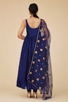Shop_Priyal Prakash_Blue Chanderi, Cotton, Viscose Embroidery, Sequins Gathered Anarkali Set _at_Aza_Fashions