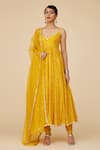 Buy_Priyal Prakash_Yellow Chanderi, Cotton, Viscose Sequins, Zari Embroidered Anarkali Set _at_Aza_Fashions