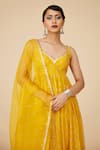 Priyal Prakash_Yellow Chanderi, Cotton, Viscose Sequins, Zari Embroidered Anarkali Set _Online_at_Aza_Fashions