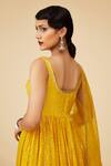 Priyal Prakash_Yellow Chanderi, Cotton, Viscose Sequins, Zari Embroidered Anarkali Set _at_Aza_Fashions