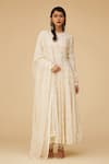 Buy_Priyal Prakash_Ivory Chanderi, Cotton, Viscose Sequins, Zari Bloom Embroidered Anarkali Set _at_Aza_Fashions