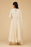 Shop_Priyal Prakash_Ivory Chanderi, Cotton, Viscose Sequins, Zari Bloom Embroidered Anarkali Set _at_Aza_Fashions