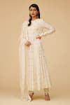Priyal Prakash_Ivory Chanderi, Cotton, Viscose Sequins, Zari Bloom Embroidered Anarkali Set _Online_at_Aza_Fashions