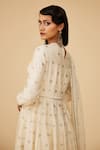 Priyal Prakash_Ivory Chanderi, Cotton, Viscose Sequins, Zari Bloom Embroidered Anarkali Set _at_Aza_Fashions