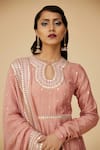 Priyal Prakash_Pink Chanderi, Cotton, Viscose Sequins, Embroidery, Zari Keyhole Anarkali Set _Online_at_Aza_Fashions