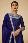 Priyal Prakash Blue Chanderi, Viscose Sequins Round Neck Aari Work Kurta Sharara Set Online at Aza Fashions Priyal Prakash_Blue Chanderi, Viscose Sequins Round Neck Aari Work Kurta Sharara Set _Online_at_Aza_Fashions