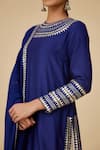 Shop Priyal Prakash Blue Chanderi, Viscose Sequins Round Neck Aari Work Kurta Sharara Set Online at Aza Fashions Shop_Priyal Prakash_Blue Chanderi, Viscose Sequins Round Neck Aari Work Kurta Sharara Set _Online_at_Aza_Fashions