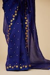 PRIYAL PRAKASH_Blue Saree Silk Organza Embroidery Aari Work With Sequins And Bloom Blouse Set _Online_at_Aza_Fashions