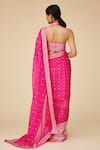 Shop_PRIYAL PRAKASH_Pink Saree Silk Organza Embroidery Aari Work With Sequins And Blouse Set _at_Aza_Fashions