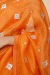 PRIYAL PRAKASH_Orange Saree Silk Organza Embroidery Aari Work With Bloom Blouse Set _Online_at_Aza_Fashions