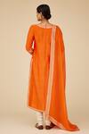 Shop Priyal Prakash Orange Chanderi, Cotton, Viscose Sequins, Zari Flora Jaal Embroidered Kurta Set at Aza Fashions Shop_Priyal Prakash_Orange Chanderi, Cotton, Viscose Sequins, Zari Flora Jaal Embroidered Kurta Set _at_Aza_Fashions