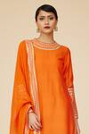 Priyal Prakash Orange Chanderi, Cotton, Viscose Sequins, Zari Flora Jaal Embroidered Kurta Set Online at Aza Fashions Priyal Prakash_Orange Chanderi, Cotton, Viscose Sequins, Zari Flora Jaal Embroidered Kurta Set _Online_at_Aza_Fashions