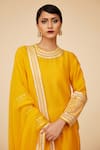 Buy Priyal Prakash Yellow Chanderi, Cotton, Viscose Sequins, Zari Flora Jaal Embroidered Kurta Set Online at Aza Fashions Buy_Priyal Prakash_Yellow Chanderi, Cotton, Viscose Sequins, Zari Flora Jaal Embroidered Kurta Set _Online_at_Aza_Fashions