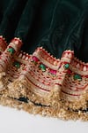 Shop Byb Premium Green Velvet Embroidery Hem Lehenga Set Shop_Byb Premium_Green Velvet Embroidery Hem Lehenga Set