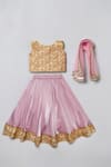 Buy_Byb Premium_Pink Silk Sequins, Embroidery Blouse Lehenga Set _at_Aza_Fashions