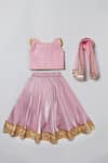 Shop_Byb Premium_Pink Silk Sequins, Embroidery Blouse Lehenga Set _at_Aza_Fashions