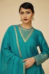 Shop Priyal Prakash Blue Chanderi, Cotton, Viscose Embroidery, Sequins Round Tikki Jaal Kurta Set Online at Aza Fashions Shop_Priyal Prakash_Blue Chanderi, Cotton, Viscose Embroidery, Sequins Round Tikki Jaal Kurta Set _Online_at_Aza_Fashions