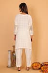 Shop_Nazar by Indu_Off White Cotton Round Cutwork Sleeve Kurta And Pant Set _at_Aza_Fashions