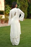 Shop_Nazar by Indu_White Cotton Georgette Tasseled Sleeve Kurta And Dhoti Pant Set _at_Aza_Fashions