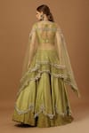 Merge Design_Green Blouse And Skirt Modal Satin Embroidered Ivory Pearls V Floral Lehenga Set _Online_at_Aza_Fashions