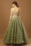 Merge Design_Green Net Embroidered Organza Applique With Stone Frill Skirt Floral Blouse _Online_at_Aza_Fashions