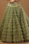 Buy_Merge Design_Green Net Embroidered Organza Applique With Stone Frill Skirt Floral Blouse _Online_at_Aza_Fashions