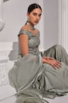 Shop_SWATI WADHWANI COUTURE_Grey Organza Embroidered Sequin Off-shoulder Short Kurta Sharara Set  _Online_at_Aza_Fashions