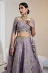 Buy_SWATI WADHWANI COUTURE_Purple Pure Indian Raw Silk Embroidered Sequin Panelled Bridal Lehenga Set _Online_at_Aza_Fashions