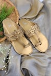 Buy_The Madras Trunk_Gold Metallic T-strap Kolhapuris _at_Aza_Fashions