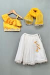 Buy_Label Neeti_Yellow Organza, Net, Silk Sequins, Pearls Flora Embellished Blouse Lehenga Set _at_Aza_Fashions
