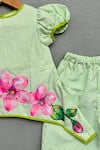 Label Neeti_Green Cotton Embroidery, Blossom Patch Work Checkered Top With Palazzo Pant _Online_at_Aza_Fashions