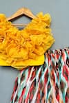 Shop_Label Neeti_Yellow Organza, Cotton Satin Ruffles Top With Prism Print Lehenga _at_Aza_Fashions