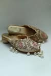 Buy_Foot Fuel_Gold Embroidery, Beads Nami Zardozi Mule Heels _at_Aza_Fashions