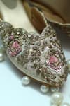 Foot Fuel_Gold Embroidery, Beads Nami Zardozi Mule Heels _Online_at_Aza_Fashions