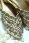 Buy_Foot Fuel_Gold Embroidery Nihaa Zardozi Floral Mule Heels _Online_at_Aza_Fashions