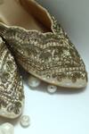 Shop_Foot Fuel_Gold Embroidery Nihaa Zardozi Floral Mule Heels _Online_at_Aza_Fashions