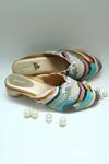 Shop_Foot Fuel_Multi Color Embroidery Ruhani Thread Mule Heels _at_Aza_Fashions