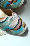 Foot Fuel_Multi Color Embroidery Ruhani Thread Mule Heels _Online_at_Aza_Fashions