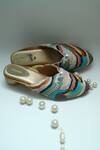 Buy_Foot Fuel_Multi Color Embroidery Ruhani Thread Mule Heels _Online_at_Aza_Fashions