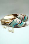 Foot Fuel_Multi Color Embroidery Ruhani Thread Mule Heels _at_Aza_Fashions