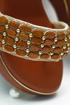 Buy_Foot Fuel_Brown Beads, Zari Embellished Strap Wedges _Online_at_Aza_Fashions