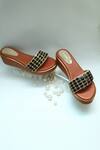 Foot Fuel_Brown Beads, Zari Studded Strap Wedges _Online_at_Aza_Fashions