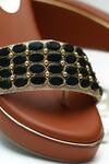 Buy_Foot Fuel_Brown Beads, Zari Studded Strap Wedges 