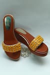Buy_Foot Fuel_Brown Embroidery Stone Studded Strap Wedges _at_Aza_Fashions