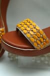 Shop_Foot Fuel_Brown Embroidery Stone Studded Strap Wedges _Online_at_Aza_Fashions